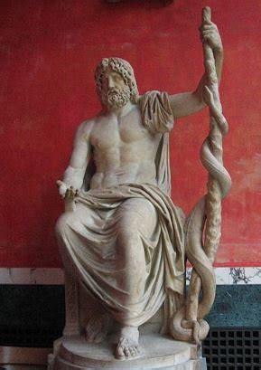 rod of hermes|asclepius bearded man.